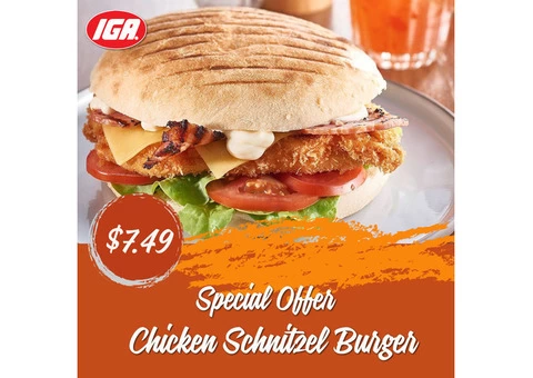 Special Chicken Schnitzel Burger at IGA Ravenswood