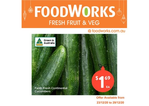 Farm Fresh Continental Cucumbers  - Essential Item, FoodWorks Clovelly