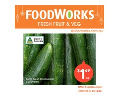 Farm Fresh Continental Cucumbers  - Essential Item, FoodWorks Clovelly