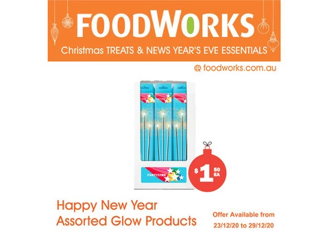 Happy New Year Assorted Glow Products - Essential Item, FoodWorks Clovelly