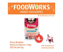 Primo Rindless Short Cut Bacon - Essential Item, FoodWorks Clovelly