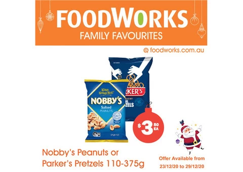 Nobby's Peanuts or Parker's Pretzels  - Essential Item, FoodWorks Clovelly
