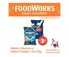 Nobby's Peanuts or Parker's Pretzels  - Essential Item, FoodWorks Clovelly