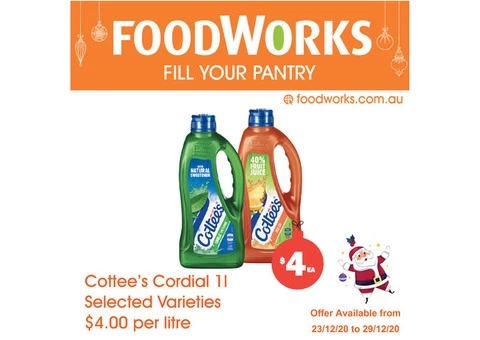 Cottee's Cordial  - Essential Item, FoodWorks Clovelly