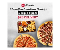 2 Pizzas + 1 Triple dipper On Sale Pizza Hut Moorebank
