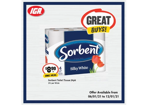 Sorbent Toilet Tissue  at IGA Ravenswood