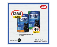 Chum Canned Dog at IGA Ravenswood