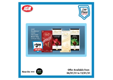 Lindt Excellence/Lindor Chocolate Block  at IGA Ravenswood