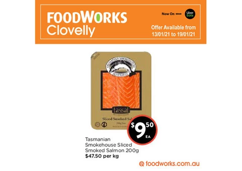 Tasmanian Smokehouse Sliced Smoked Salmon at Foodworks Clovelly Store