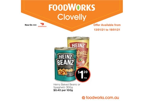 Heinz Baked Beans or Spaghettti at Foodworks Clovelly Store