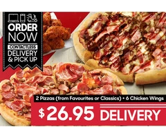 2 Pizzas + 6 Chicken Wings On Sale Pizza Hut Moorebank