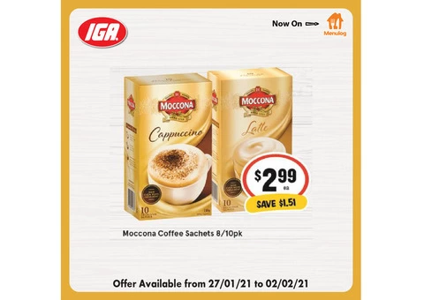 Moccona Coffee Sachets at IGA Ravenswood Store