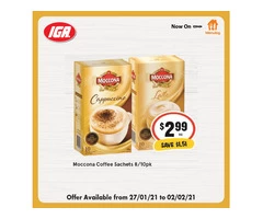 Moccona Coffee Sachets at IGA Ravenswood Store