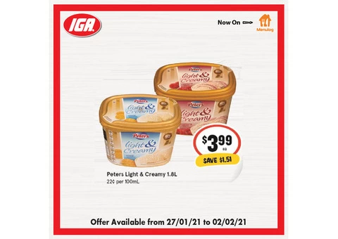 Peters Light & Creamy at IGA Ravenswood Store