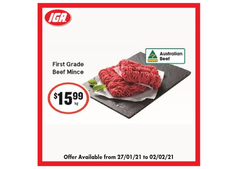 First Grade Beef Mince From IGA Ravenswood