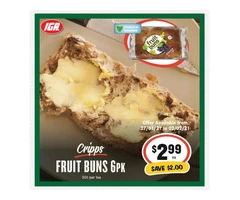 Cripps Fruit Buns at IGA Ravenswood Store