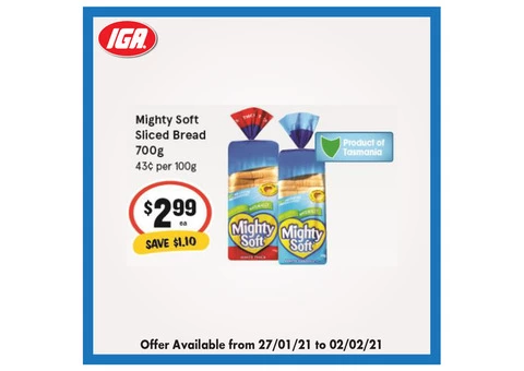 Mighty Soft Sliced Bread From IGA Ravenswood Store