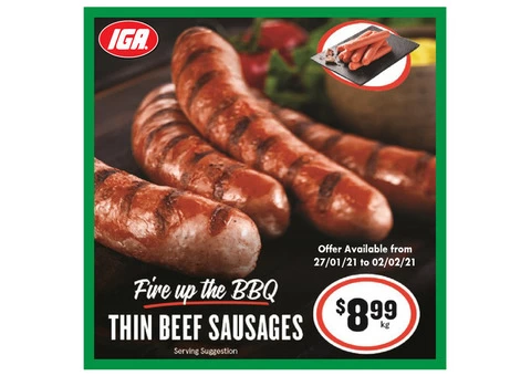 THIN BEEF SAUSAGES From IGA Ravenswood Store