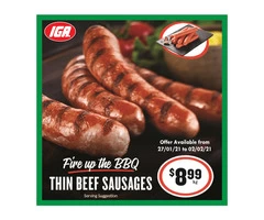 THIN BEEF SAUSAGES From IGA Ravenswood Store