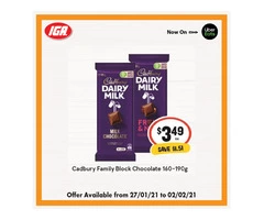 Cadbury Family Block Chocolate at IGA Ravenswood Store
