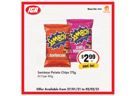 Samboys Potato Chips at IGA Ravenswood