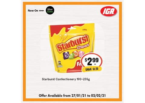 Starburst Confectionery at IGA Ravenswood Store