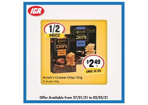 Arnott's Cracker Chips 150/165g at IGA Ravenswood