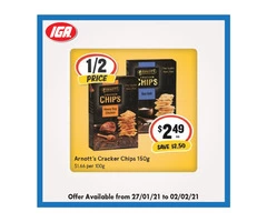 Arnott's Cracker Chips 150/165g at IGA Ravenswood