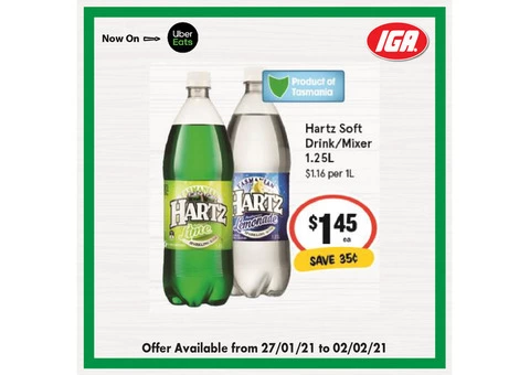 Hartz Soft Drink/Mixer at IGA Ravenswood Store