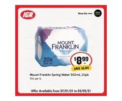 Mount Franklin Spring Water at IGA Ravenswood Store