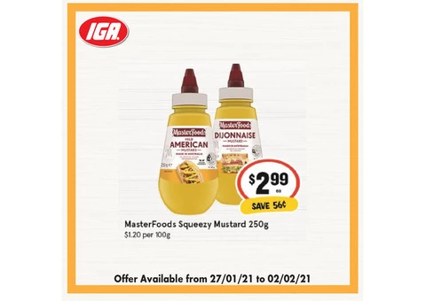 MasterFoods Squeezy Mustard at IGA Ravenswood Store