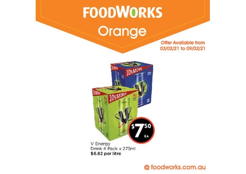 V Energy Drink at FoodWorks Orange