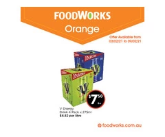 V Energy Drink at FoodWorks Orange