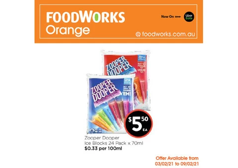 Zooper Dooper Ice Blocks at FoodWorks Orange