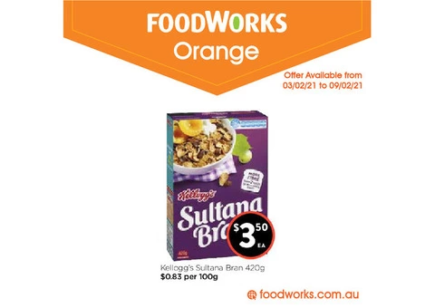 Kellogg's Sultana Bran at FoodWorks Orange