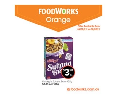 Kellogg's Sultana Bran at FoodWorks Orange