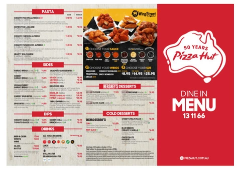 Dine In Menu Offer From Pizza Hut Orange