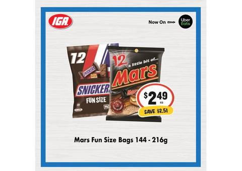 Mars Fun Size Bags From IGA Ravenswood Store