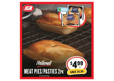 National Meat Pies/Pasties On Sale IGA Ravenswood