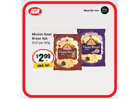 Mission Naan Bread - Grocery Item, IGA Ravenswood