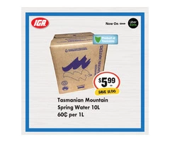 Tasmanian Mountain Spring Water at IGA Ravenswood