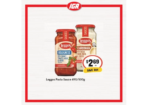Leggos Pasta Sauce at IGA Ravenswood