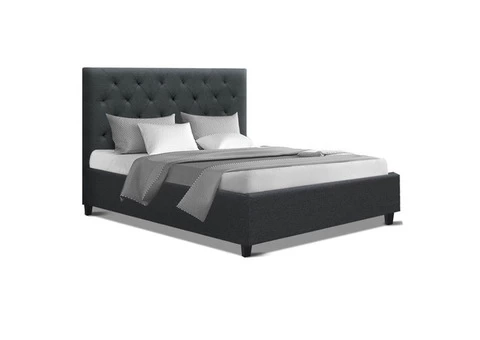 Artiss Double Full Size Bed Frame Base Mattress Platform Fabric Wooden Charcoal VAN - 2/2