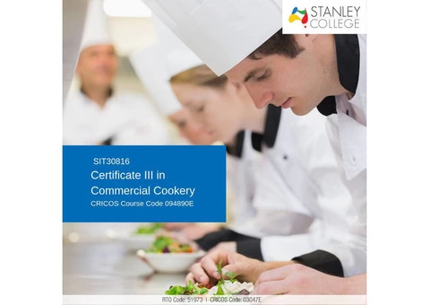Trained in different methods of cookery with our certificate III in commercial cookery