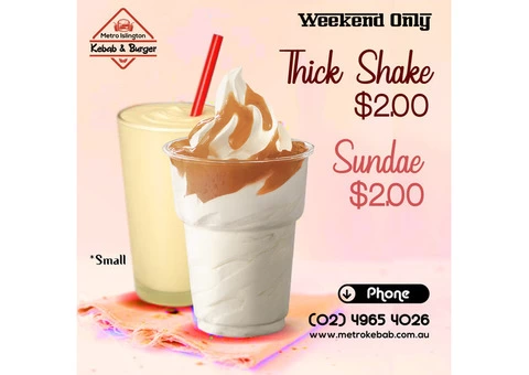 Specials Sundaes & Thickshakes From Metro Kebab