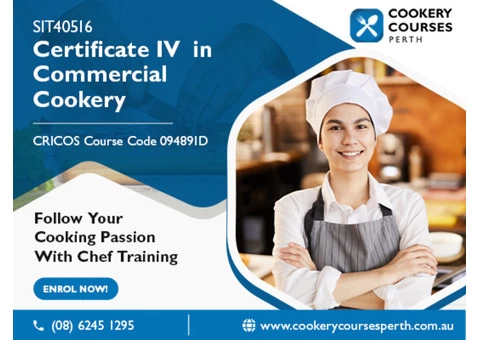 Make a prosperous career in the hospitality industry by doing certificate 4 in commercial cookery.