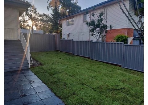 Colour bond fencing with double swinging gates - 1/8