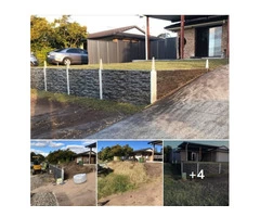 Slate stone concrete sleeper retaining wall