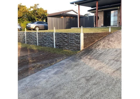 Slate stone concrete sleeper retaining wall - 2/8