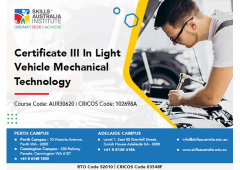 Complete Your Career Dream With Our Certificate III in Light Vehicle Mechanical Technology Course